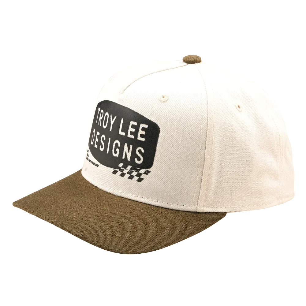 Curved SnapBack Hat Stamp Vintage White/Olive