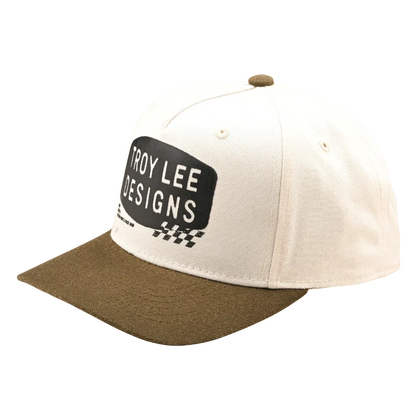 Curved SnapBack Hat Stamp Vintage White/Olive